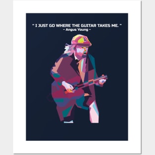 Abstract Angus Young and his quotes in WPAP Posters and Art